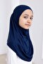 Practical Ready-To-Wear Children's Shawl, Comfortable Elastic Hijab Headscarf Navy Blue - 6