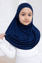 Practical Ready-To-Wear Children's Shawl, Comfortable Elastic Hijab Headscarf Navy Blue - 7