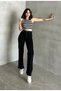 New Season High Waist E Stretchy Recovery B Wide-Leg Black Women's Palazzo Jeans