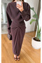 Brown Draped Skirt Blouse Set - 0674 - 2