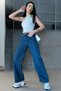 Cawen Women's Dark Blue High Waist Wide-Leg Denim Trousers Jeans - 3
