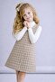 Girl's Festive Buttoned Tweed Vest Set 2-Piece Set 12637 - 2