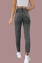 Manoma Women's Smoked Stretch Fabric Boyfriend Jeans High Waist Denim Pants - 2