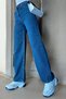 Cawen Women's Dark Blue High Waist Wide-Leg Denim Trousers Jeans