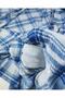 Navy Blue Beige Plaid Piece Jacquard Knitted (140X100Cm) - 3