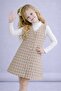 Girl's Festive Buttoned Tweed Vest Set 2-Piece Set 12637 - 3
