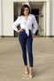 Margraat Women's High Waist Narrow Leg Stretch Fabric Shaping / Sculpting Navy Blue Slim Fit Jeans - 2