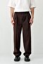 Baggy Fit Pleated Trousers Brown