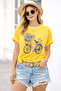 Flower Basket Bicycle Printed Cotton Pack Relaxed Fit Round Neck Unisex T-Shirt