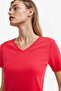 I1080Azrd286 Red Slim Fit Slim Fit V-Neck Basic Plain Rib Knit Short Sleeve T-Shirt - 4