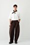 Barrel Fit Tailored Fit Belt Li Trousers Brown