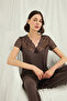 Arias Closet V-Neck Pajama Set with Short Sleeves and Lace - 7