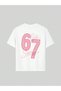 Girl's 6 7 Printed Oversized Comfortable Daily Use Combed Cotton T-Shirt - 3
