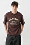 Short Sleeve Boxy Fit Printed T-Shirt Coffee - 6