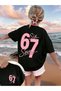 Girl's 6 7 Printed Oversized Comfortable Daily Use Combed Cotton T-Shirt