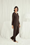 Arias Closet Long Sleeve Button down V-Neck Pajama Set - 2
