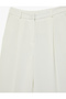 Beige Pockets Pleat Detail Crepe Fabric Straight Wide Leg Pants - 5