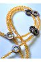 Eyeglass Chain – Amber Crystal with Beaded Leaf Effect Circles – Thinblack ®   Collection - 2