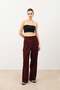 Burgundy Wide Leg Women's Trousers with Pencil Detail