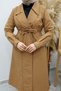 Buy Ruched Zip Detail Trench Coat Tsd260145 Tan - 4