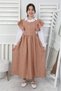 Girl's Linen Dress with Hijab Shirt, Double Full-Fit Eid Suit