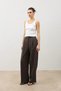 Brown High Waist Pleated Women's Trousers - 3