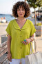 Pistachio Green Peter Pan collar Low Cuff Casual Muslin Oversized Woven Blouse 70 65 - 3