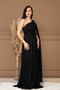 Glittery Tulle Pleated Detailed Long Evening Dress - Black - 7