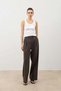Brown High Waist Pleated Women's Trousers - 2