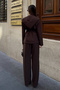 Coffee Hooded Detailed Blazer Jacket Trousers Suit - 4
