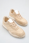 Beige Color Real Genuine Leather Women's Sports Shoes Sneakers Muna