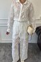Flower Embroidered Shirt and Pants Set M38264 - 4
