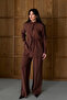 Women's Shirt Collar Lace-Up Comfortable Cut Minimal Tansel Set 3185 - 3