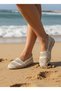 Tri̇ko Straw Stone Detail D Flat Sole Women's B Ballet Flats Shoes - 2