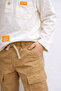 Boy's Ecru Long Sleeve Bodysuit and Beige Cargo Pants 2-Piece Set - 2