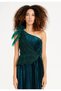 Rochie lunga Amber verde din catifea - 5