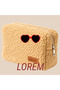 Arnee Brown Soft Sheep Hair Plush Makeup Bag Pcs Small Cosmetic Bag Pcs - 6