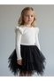 Girl's Cotton Piece Shoulder Blouse Ruffle Detail Basic Corded Fabric Blouse - 2