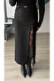 Black Lace Slit Midi Skirt - 2