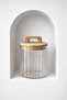 Action Lid Borosilicate Glass Striped Round Jar 650 ml - 3