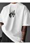 Ruh Printed White Oversized Unisex T-Shirt Basic Comfortable Fit Daily Tshirt