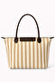 Women's Large Shoulder Bag – Striped Linen Tote Bag - 5