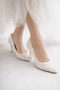 Women's Pointed Toe Orthopedic Pearl Elegant Champagne Heel Closed Wedding Dress Wedding Shoes 8cm - 4