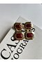 Red Stone Gold Vintage Dangle Women's Earrings