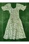 Square Neck Watermelon Sleeve Gipeli Floral Patterned Summer Dress - 3