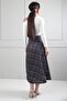 Women's Elastic Waist Plaid Viscose Satin Stretch Fabric Long Skirt - 4
