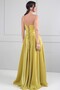 Women's Single Strap Stone Detailed Strapless Yaka Lined Long Satin Dress - 4
