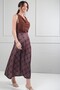 Women's Elastic Waist Checked Viscose Satin Lycra Piece Long Skirt - 2