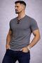 Special Edition Smoked Short Sleeve Slim Fit Drawstring Collar Wide Collar Crew Neck T-Shirt Tshirt - 2