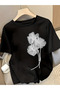 White Daisy Printed Premium Oversized T-Shirt